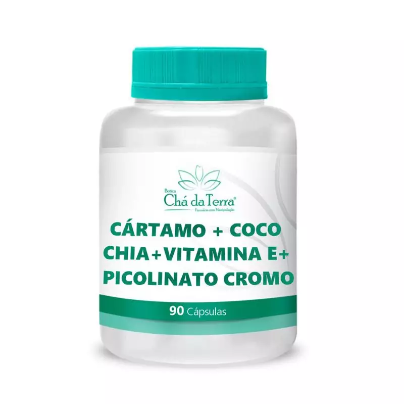 Cartamo+Coco+Chia+Vit E+Picolinato Cromo 90 Cápsulas