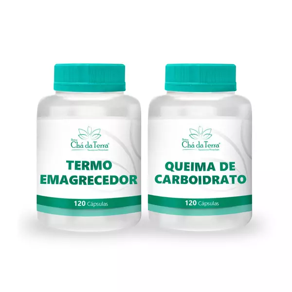 KIT Queima de Carboidrato 120 Cápsulas + Termo Emagrecedor 120 Cápsulas
