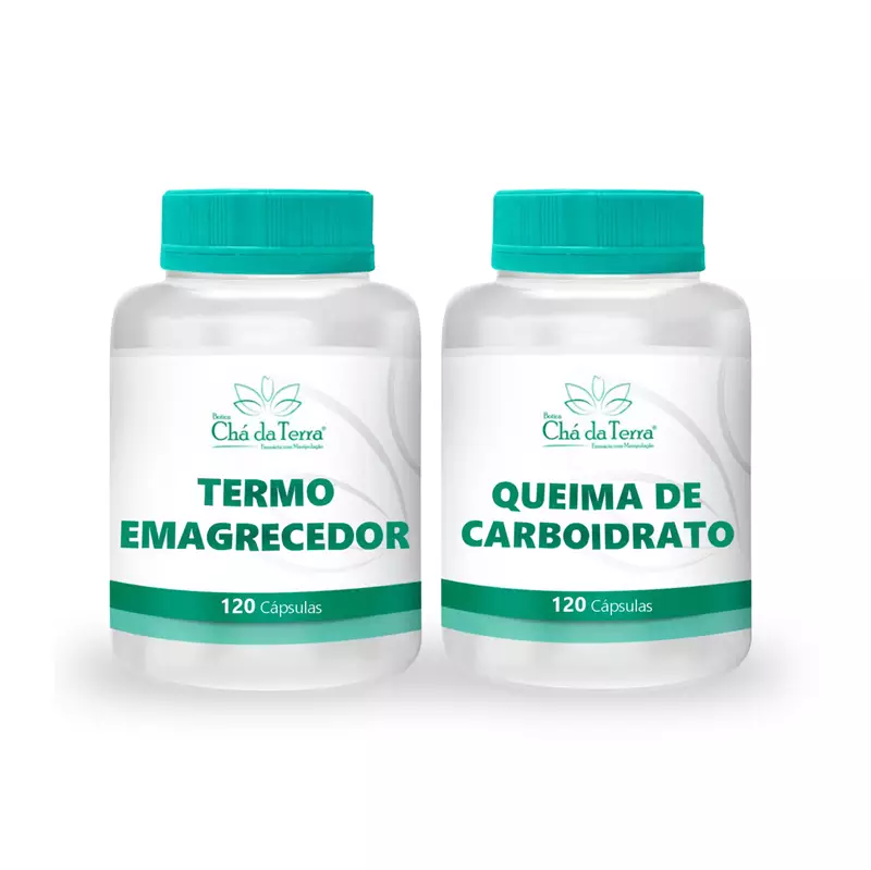 KIT Queima de Carboidrato 120 Cápsulas + Termo Emagrecedor 120 Cápsulas