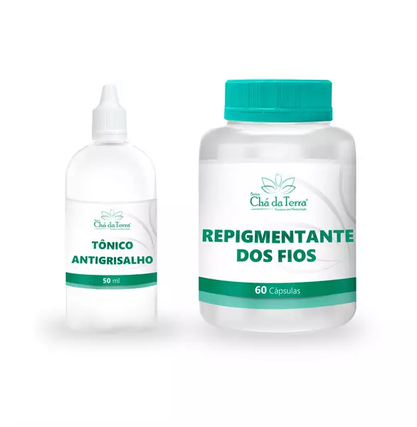 KIT Tônico Antigrisalho 50ml + Repigmentante dos Fios 60 Cápsulas