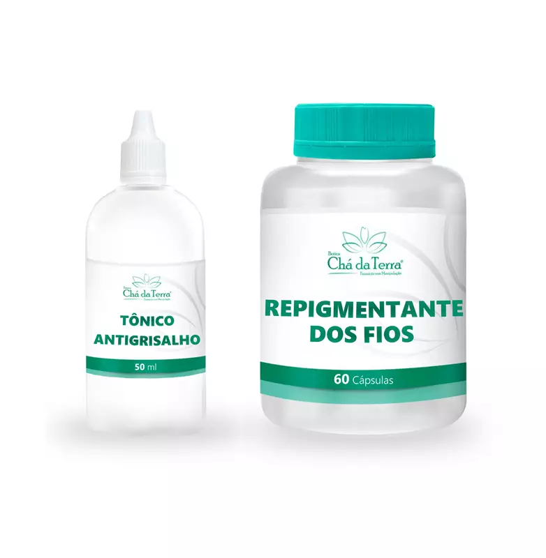 KIT Tônico Antigrisalho 50ml + Repigmentante dos Fios 60 Cápsulas