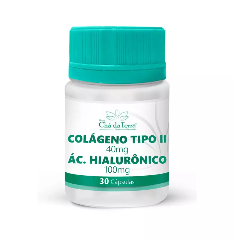 Colágeno Tipo II 40mg + Ácido Hialurônico 100mg 30 Cápsulas